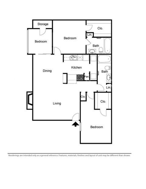 The Monet Apartments in Dallas, Texas Sunflower Floor Plan